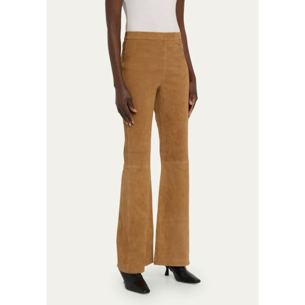 Kobi Halperin Joelle High-Rise Real Suede Flare Pants In Bronze ( XL )